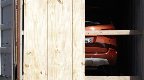 Car parked within container