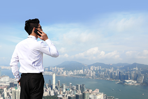 Business Man on Look-see Trip in Hong Kong