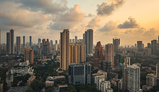 Modern City high-rise skyscraper buildings in central Mumbai's business district